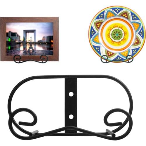 Black Metal wall Mount Display Easel Horizontal Rack Plate Hanger Vertical Plate Stand Holders Picture frame Stand for Wall