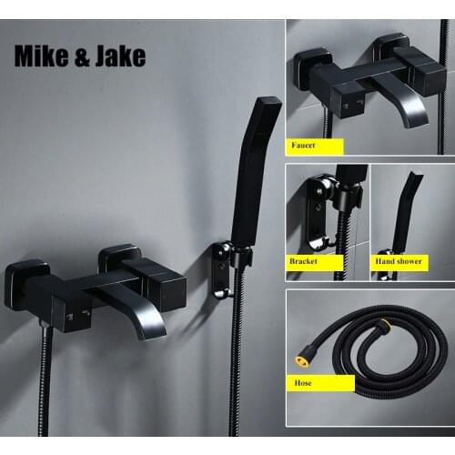 Pure Black bath shower faucet mixer simple shower faucet bathroom telephone bath faucet with hand shower bathroom shower tap