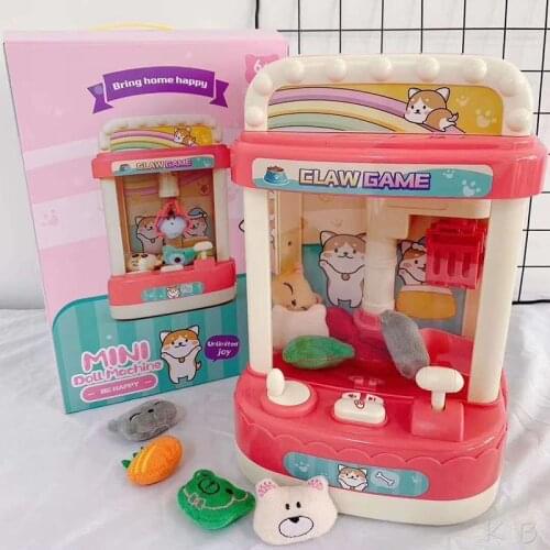Kids' Claw Machine Catching Dolls Mini Toys Music Operated Gamer Vending Machine Light Grabber Gifts for children