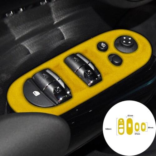 For BMW MINI F55 2015-2020 Alcantara Suede Car Window Lifter Control Frame Switch Armrest Panel Strip Cover Car Trim Stickers