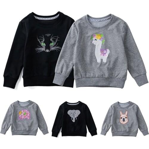 Toddler Baby Girl&Boy Long Sleeve T-Shirt My First Animals Design For Newborn Kids Costume Embroidery Pattern Round Neck Clothes