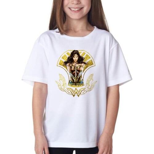 Wonder Women Girl T Shirts Summer Aesthetic Clothes Superhero Kids Oversized T-shirt Urbano Casual Childrens Tops Y2k Camiseta