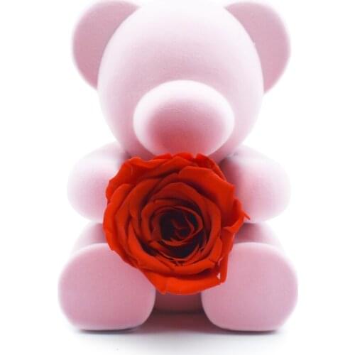 Art Ornament Rose Bear Red Immortal Flower Valentines Day Gift Art Craft Gift Wedding Flower Room Decor Collection