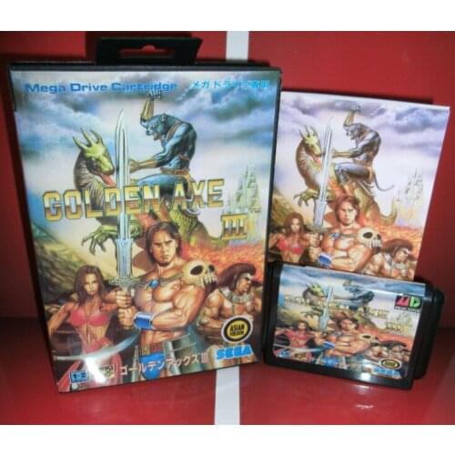 Golden Axe III - MD Game Cartridge Japan Cover with box and manual For Sega Megadrive Genesis Video Game Console 16 bit MD card