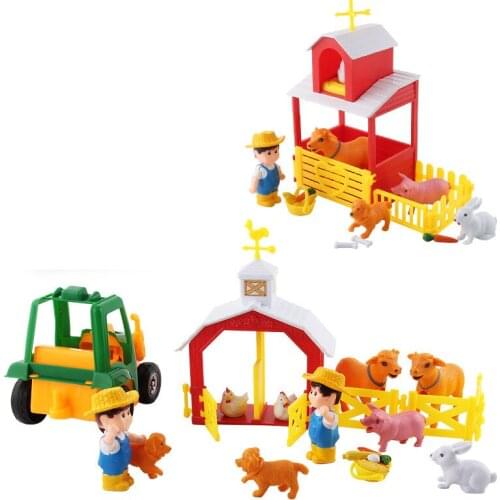 Simulation Farm House DIY Assembly Horse Shed Farm House Animal Model Simulation Fence Animal Sand Table Children Toy Gift