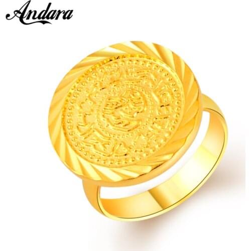 Top Quality Gold Color Rings For Men Women Trendy Round Rings For Wedding Party Jewelry Wholesale JR049