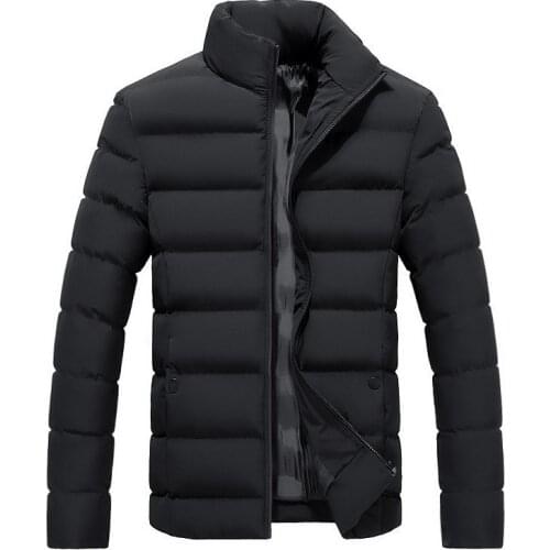 Fashion Mens Cotton Jacket 2021 Spring, Autumn and Winter New Mens Stand-Up Collar Thick Warm Cotton Casual Jacket Trendy