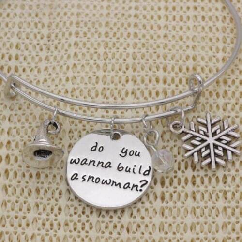 Fashion magic hat snow flakes gift bracelet crystal Jewelry do you wanna build a snowman treatment adjustable Bangle B1016