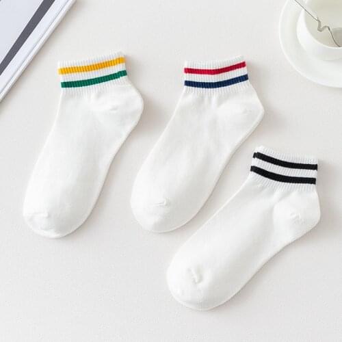 Fashion Cute Women Long Socks Spring Summer Sport Breathable Cotton Socks Kawaii Girl Student Women Striped Design Boat Socks