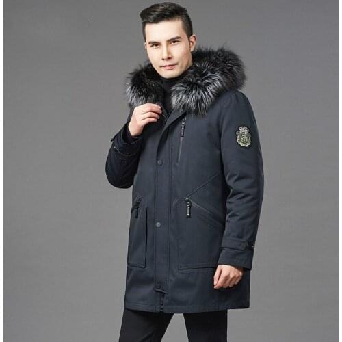 Real Fur Coat Natural Rex Rabbit Fur Liner Fox Fur Collar Parka Jacket Men Casual Warm Parkas Plus Size Jackets NZ832 YY613