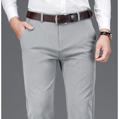 Men Casual Pants Straight-fit 2021 Autumn New Business Fashion High Quality Stretch Suit Pants Male Brand Clothes