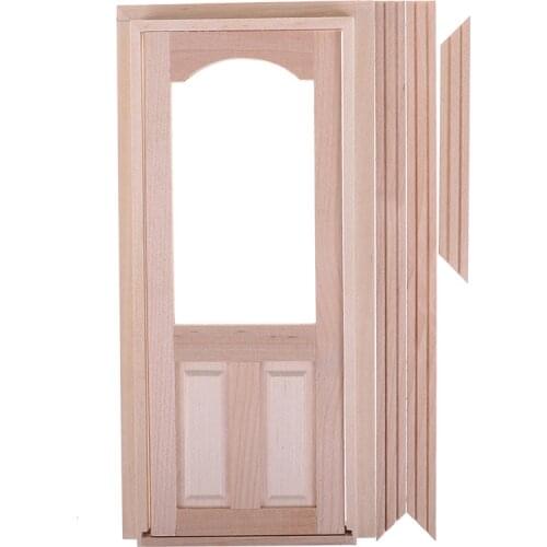 1pc Unpainted Wood Color Dollhouse Miniature Wooden Door Furniture Model DIY Toy For Baby