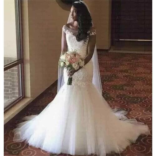 2020 New African Mermaid Lace Wedding Dresses Off The Shoulder Floor length Wedding Gowns Vestido De Noiva