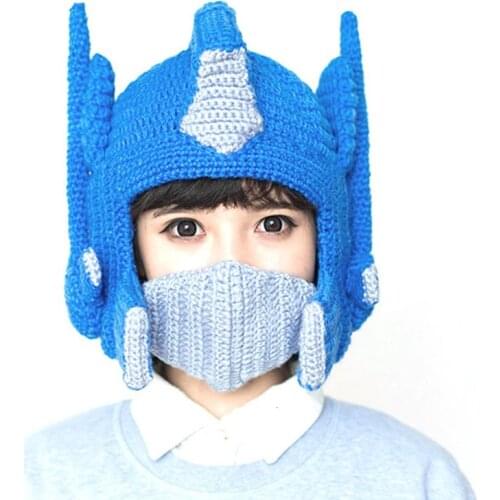 Novelty Children Cool Funny Boys Girls Child Helmet Beanie Winter Warm Handmade Kids Baby Boy Girl Knit Hats Beanie Caps Gifts