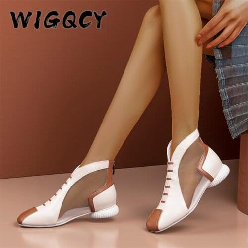 New Summer Low-heel Mesh Sandals Women Gladiator Back Zipper Women Shoes Square Toe Women Sandals Casual Breathable Shoes Women