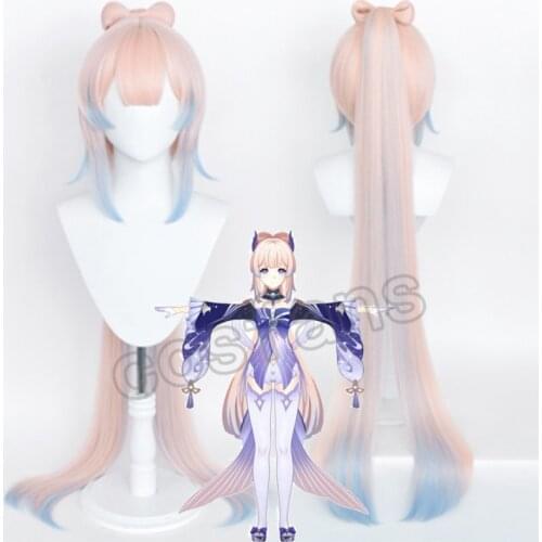 Game Genshin Impact Cosplay Halloween Kokomi Wig Genshin Impact Sangonomiya Kokomi Cosplay 120cm Long Gradient Hairs