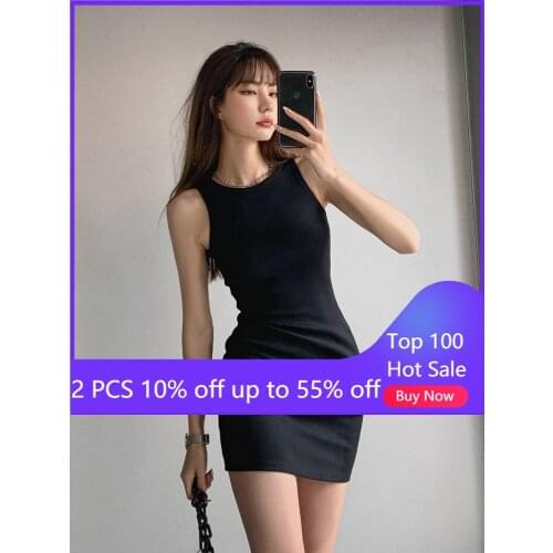 Sleeveless dress for women slim black elastic classical summer mini dresses 6614