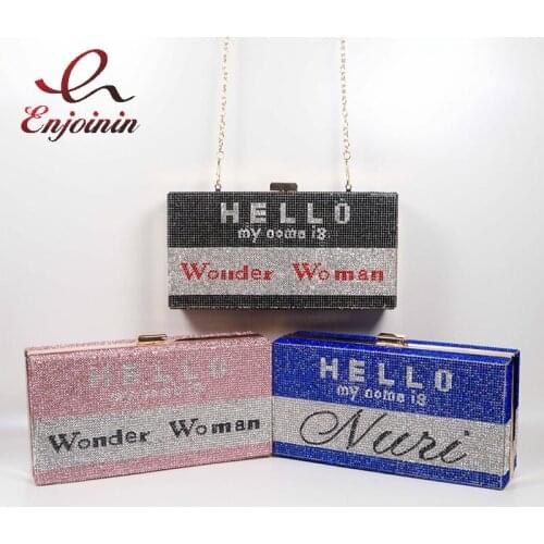Luxury Diamond Party Clutch Fashion Letter Pattern Purses and Handbags for Women Designer Bag Chain Shoulder Bag Female Wedding