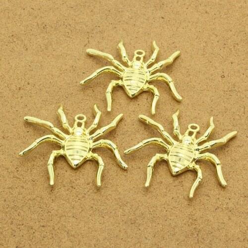 3pcs Exaggerated Gold Spider Earring Alloy Charms DIY Simulated Animal Pendants For Necklace Key Chains Jewelry Set Accessory
