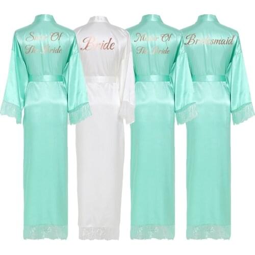 Silk Satin Lace Robes Bridesmaid Bride Robe Bridesmaid Robes Women Wedding Long Robe Bathrobe Long Robes