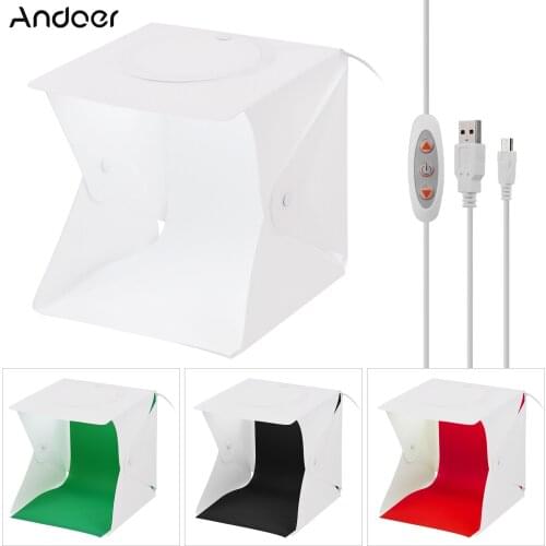 Andoer 22*23*24cm Photo Photography Shooting Tent Softbox Foldable 5500K White Light Brightness Adjustable LED Studio Light Box