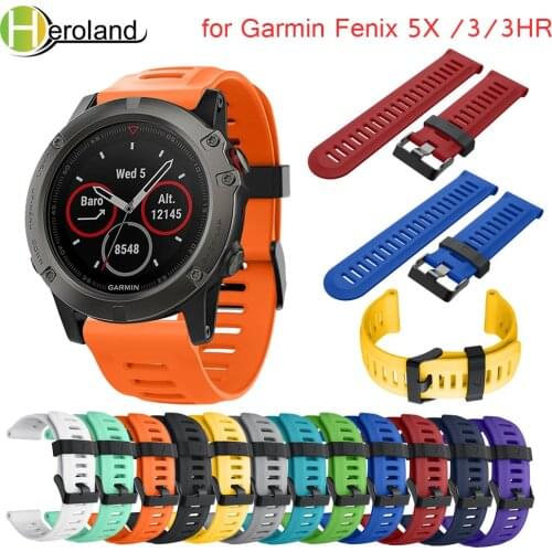 Black 26mm New Replacement Silicagel Soft Band Strap For Garmin Fenix 3/3HR Smart Watch Silicone Watchband for Garmin Fenix 5x