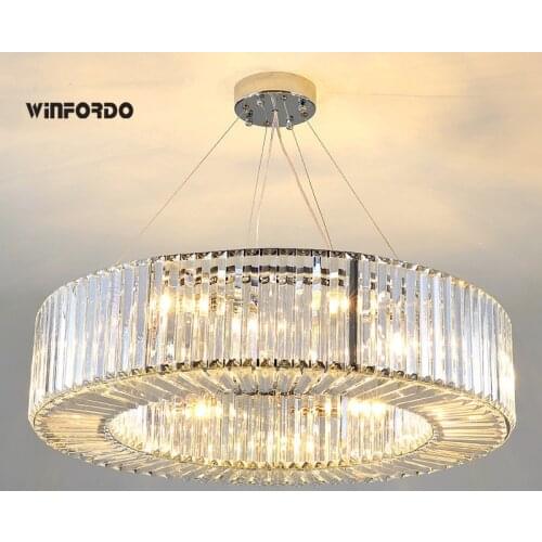 Modern Luxury Crystal Chandelier Round Lamp for Living Room light Fixtures with E14 LED Bulbs