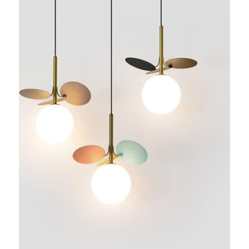 G4 Modern Childrens Room LED Pendant Light Nordic Glass Ball Hanging Lamp Bedroom Bedside Restaurant Cafe Decor Lamps