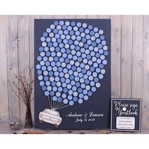 Wedding Guestbook,Alternative Just Married Car,3D Custom Guestbook,Wedding Sign In Book,Car And Balloon Themed,Personalized Gift