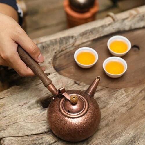450ml Chinese Traditional Copper Tea Kettle For Stove Handmade Pure Copper Tea Pot Health Jug Teapot