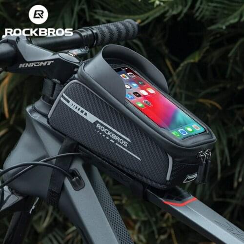 ROCKBROS Waterproof Bike Bag Front Bicycle Frame Bag MTB Cycling Panniers Phone Bags Bike Accessories Bicycle Top Tube Bag