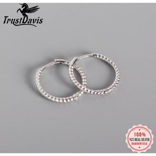 PrinSis 925 Sterling Silver Minimalist Geometric Twist 11mm 15mm Hoop Earring For Women Fashion Jewelry Accessory DA736