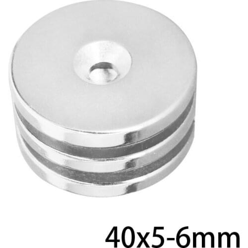 1~100PCS 40x5-6 mm Powerful Magnet 40*5 mm Hole 6mm Round Countersunk Magnetic 40x5-6mm Neodymium Disc Magnets 40*5-6 mm 40x5