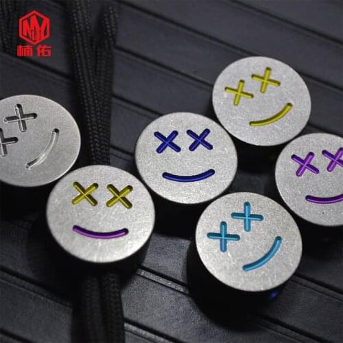 1PC EDC Paracord Beads Titanium Alloy Smile Face Umbrella Rope Cord Lanyard Pendants Knife Beads Outdoor Knife Accessories
