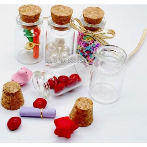 20pcs 5ml 22x30mm Mini Empty Clear Cork Glass Bottles Vials For Charms Favors Weddings Home Decoration