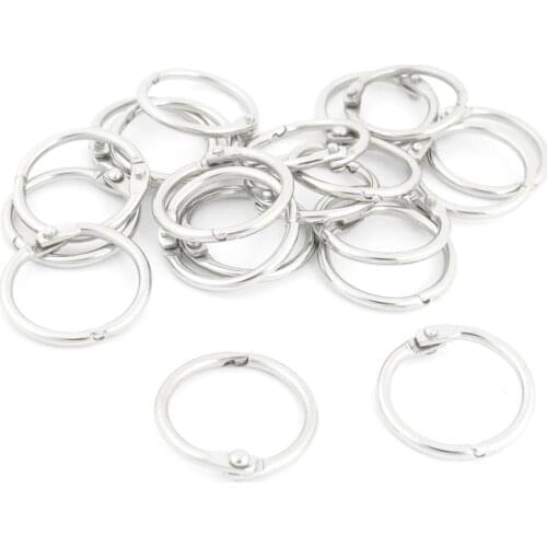 20 Pcs 0.94" OD Stationery Staple Book Binder Loose Rings Keyring