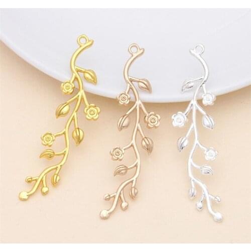 20pcs 15x59mm Gold/Silver Plated Branch Leaf flower Charms DIY Fashion Necklace Bracelet Headwear Jewelry Findings accessories