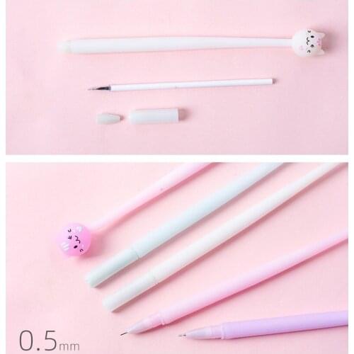 24 pcs/Lot kawaii cool cat gel pen for writing 0.5mm Black color ink pens Flexible design gift Stationery Office School FB632