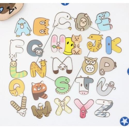 24 Pieces/Lot Cute Animal Brooches Pins Cartoon Letter Elephant Monkey Acrylic Badges Clothing Jewelry Backpack Accessories