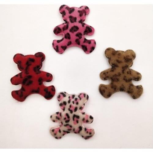32pcs/lot 4.8*4.3cm plush leopard bear Padded Appliques for DIY Children Headdress Accessories
