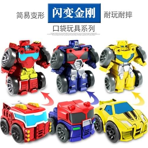 6CM Montessori Rescue Bots Car Transformation Robot Action mini version deformation King Kong Figures Toys For Kids Gifts