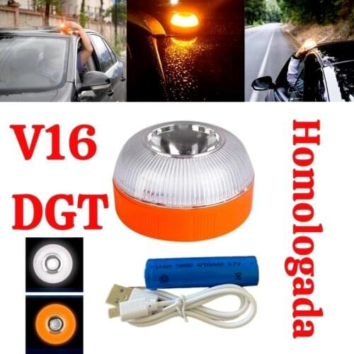 Car Emergency Beacon V16 Approved Signal Dgt Light Help Flash Chargeable Magnetic Roadside Traffic Safety Warning Lamp Stop Sign