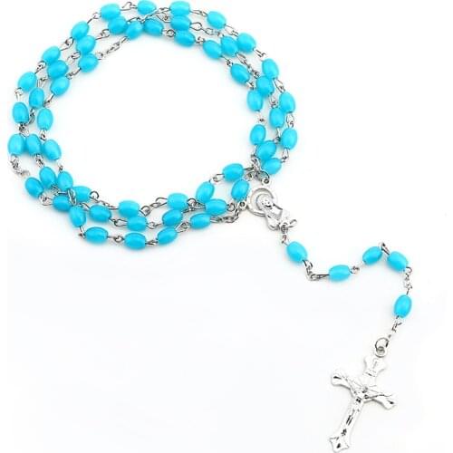 Cavintage Tholic Jewelry Jesus Christ CROSS PENDANT Alloy Necklace Rosary Necklace Glass Crystal Material 2021 New