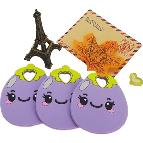 Chenkai 5PCS Silicone Eggplant Teether Baby Sensory Pendant Food Grade For DIY Infant Lovely Nursing Shower Pacifier Gifts