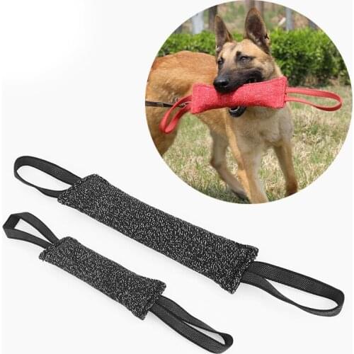 Black Dog Training Bite Tug Pillow Sleeve with 2 Rope Handles for Training Malinois German Shepherd Rottweiler Pet Chewing Toy