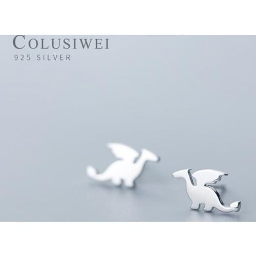 Colusiwei Genuine 100% 925 Sterling Silver Animal Cute Small Flying Dragon Stud Earrings for Women Sterling Silver Jewelry Gift