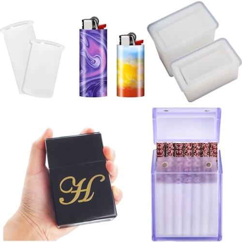 DIY Epoxy Resin Cigarette Case Lighter Protective Cover Resin Mold Kit Cigarette Box Silicone Casting Mold for Jewelry Making