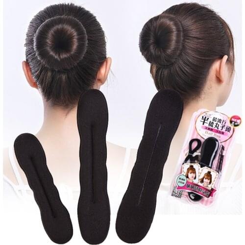 Multi Size Sponge Black Hair Styling Donut Bun Curler Maker Ring Magic Foam Donut Twist DIY Tools Hair Clip 17.5cm and 22.5cm
