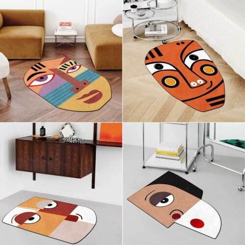 Carpet For Bedroom Irregular Indigenous Ethnic Style Human Face Pattern 3D Vintage Rug Living Room Sofa Floor Mat For Home Decor