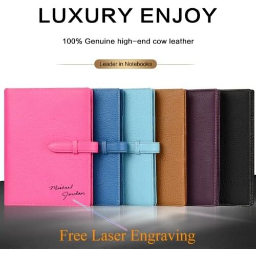 Lichee Notebook Logo DIY Custom Genuine Leather A5 Writing Pads Loose leaf Leader Rings Binder Pouch for Business Planner Diary